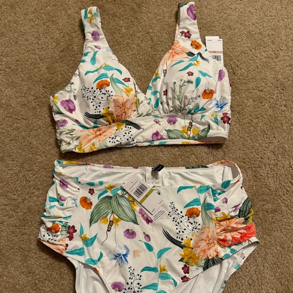 NEW Jantzen Seafoam Tides Women’s Bikini Top Size 12 and Bottom Size 14 UPF 50 - Picture 1 of 1